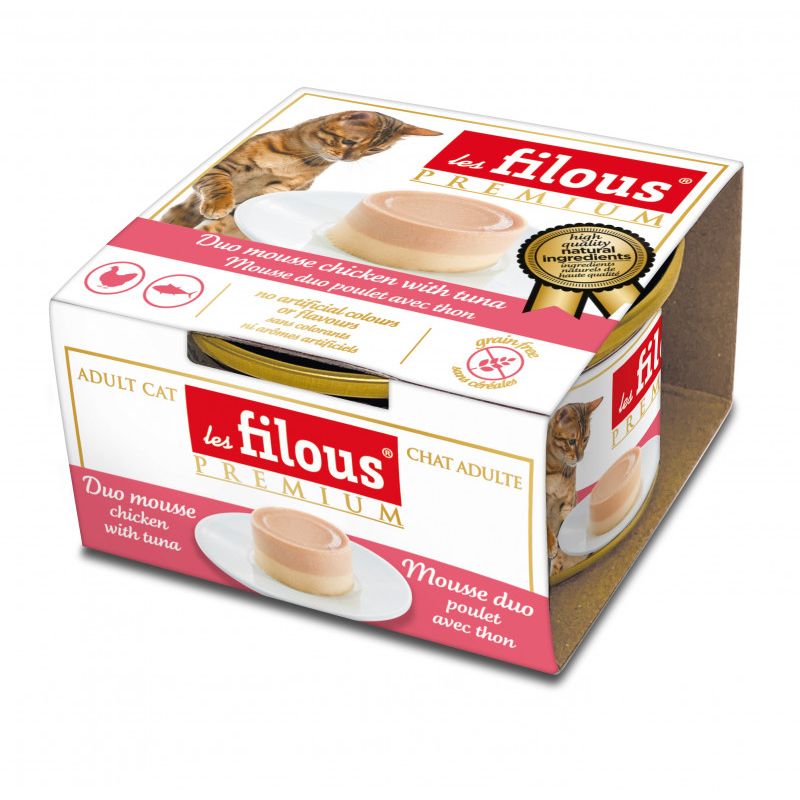 POCHON FILOUS CHAT MOUSSE POULET THON 85gr