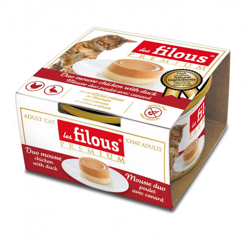 POCHON FILOUS CHAT MOUSSE POULET CANARD 85gr