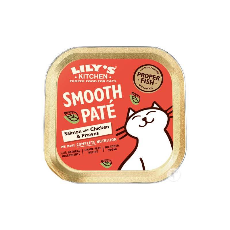LILY'S KITCHEN CHAT TERRINE SAUMON, POULET & CREVETTES 85gr