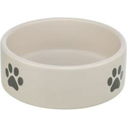 GAMELLE CERAMIQUE MOTIF PATTE 0.8L Diam.16cm GRIS CLAIR/GRIS