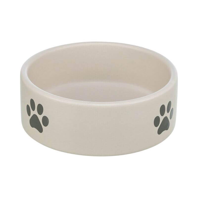 GAMELLE CERAMIQUE MOTIF PATTE 0.8L Diam.16cm GRIS CLAIR/GRIS