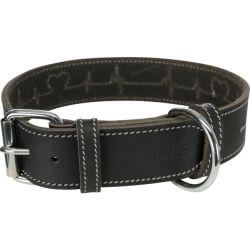 COLLIER CUIR CIRE/VIEILLI HEARTBEAT S-M 34-40cm/30mm NOIR