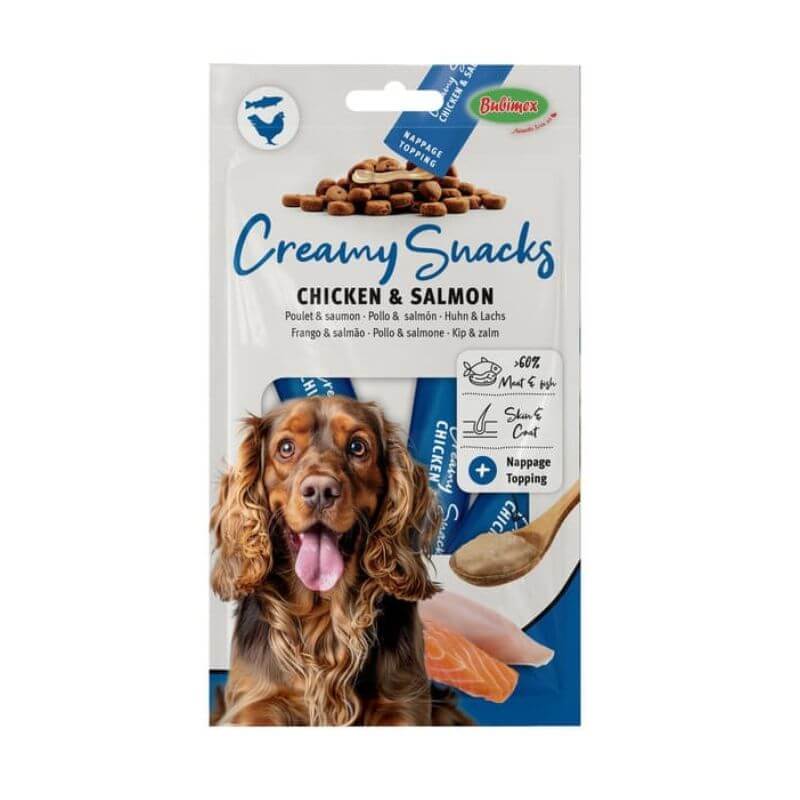 CREAMY SNACKS POULET/SAUMON pour chien 60gr