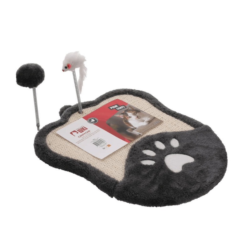 GRIFFOIR A CHAT + 2 JOUETS ANTHRACITE 41x33x2cm
