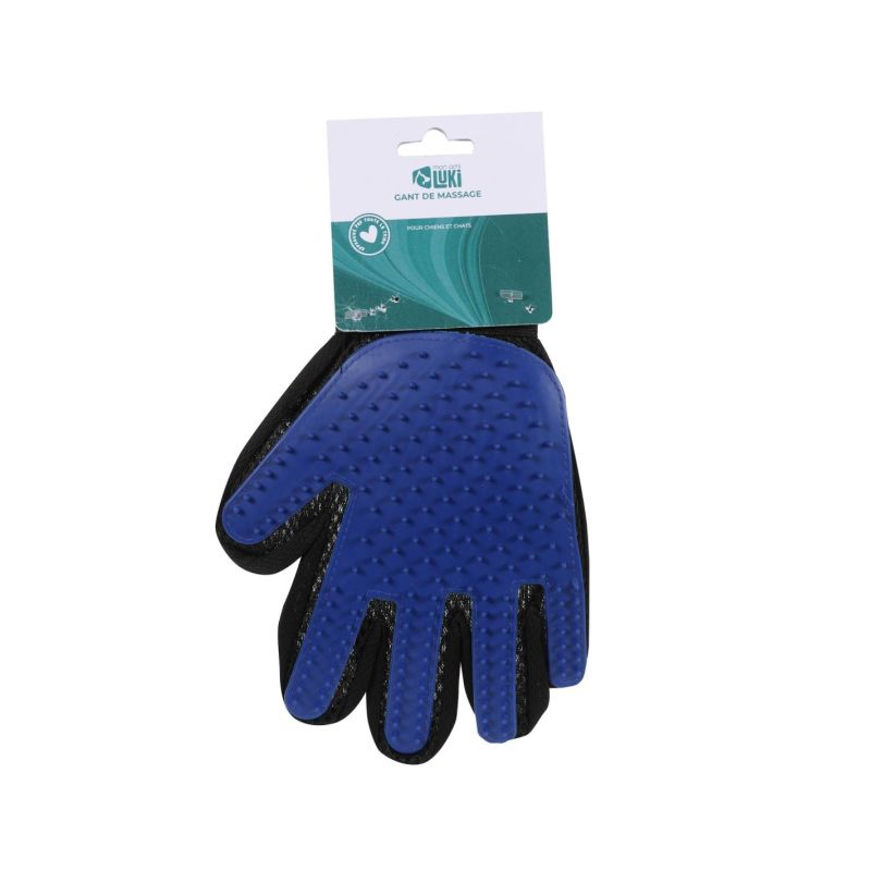 GANT DE TOILETTAGE ROUGE OU BLEU 22x18cm