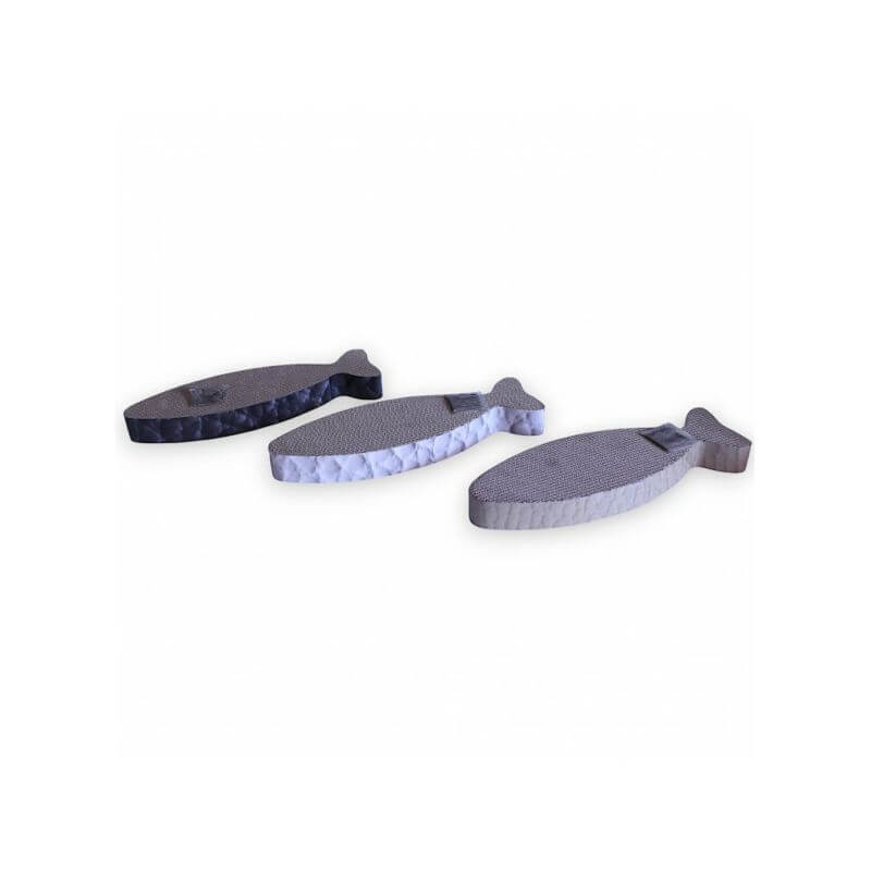 GRIFFOIR POISSON 44x13x5cm IMPRIME NOIR TAUPE BLANC