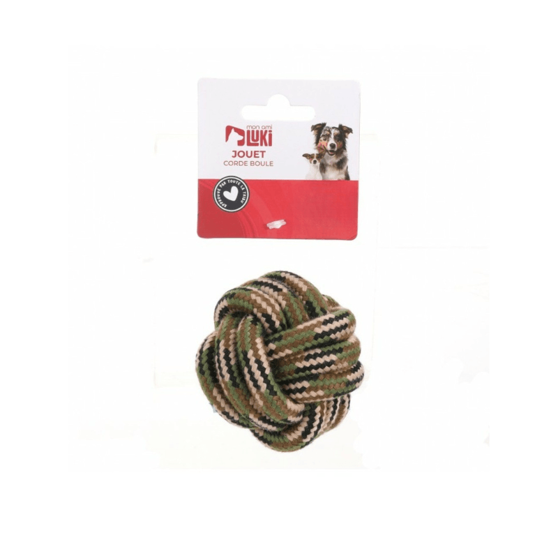 JOUET CORDE BOULE KAKI 10cm