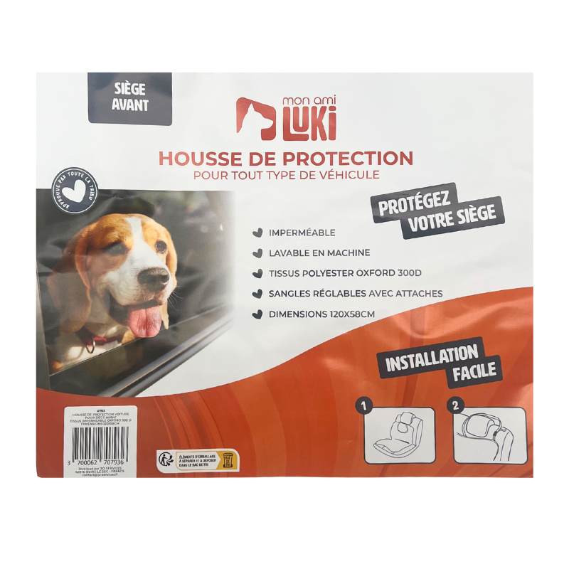 HOUSSE PROTECTION VOITURE SIEGE AVANT IMPERMEABLE OXFORD 120x58cm