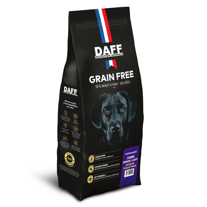 DAFF GRAIN FREE CHIEN SENIOR LIGHT POULET FRAIS 12KG
