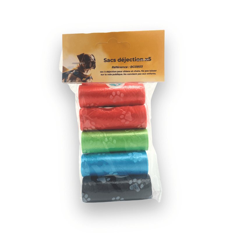 5 rouleaux de 15 sacs à dejection