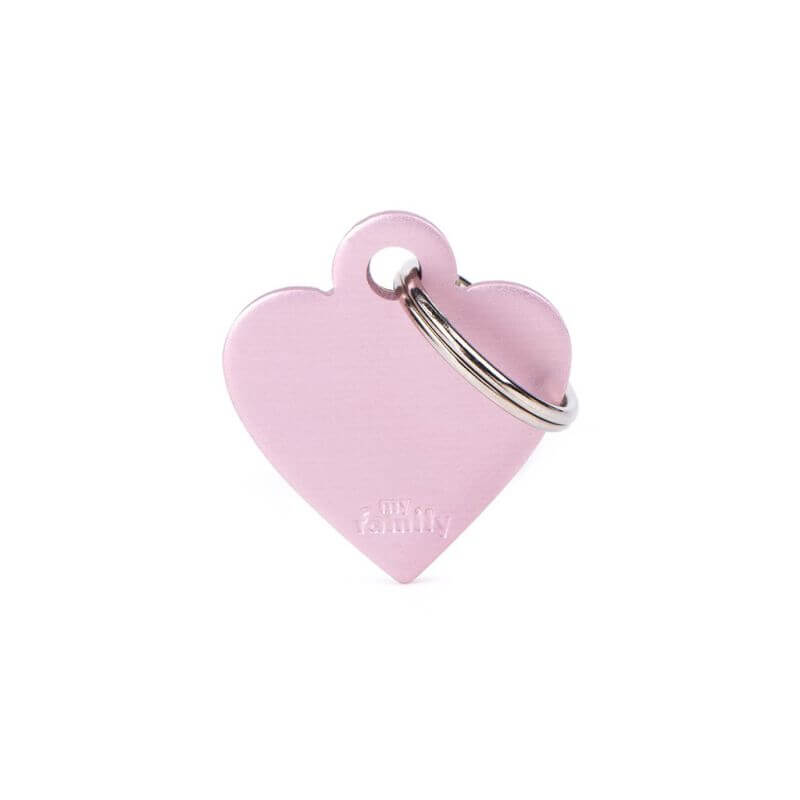 Médaille Basic petit cœur alu rose