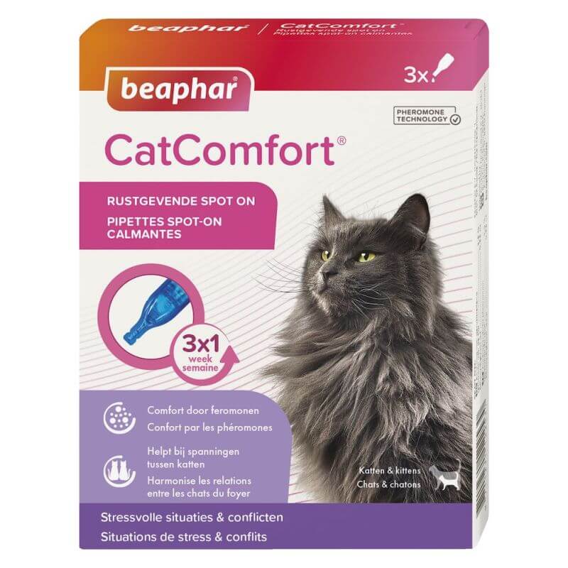CATCOMFORT, pipettes calmantes chats&chatons, aux phéromones x3