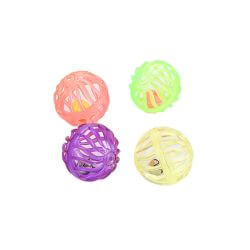 SET OF 4 COLOURED BALLS W/BELL diam.4cm 4 ASSORTED COLOURS