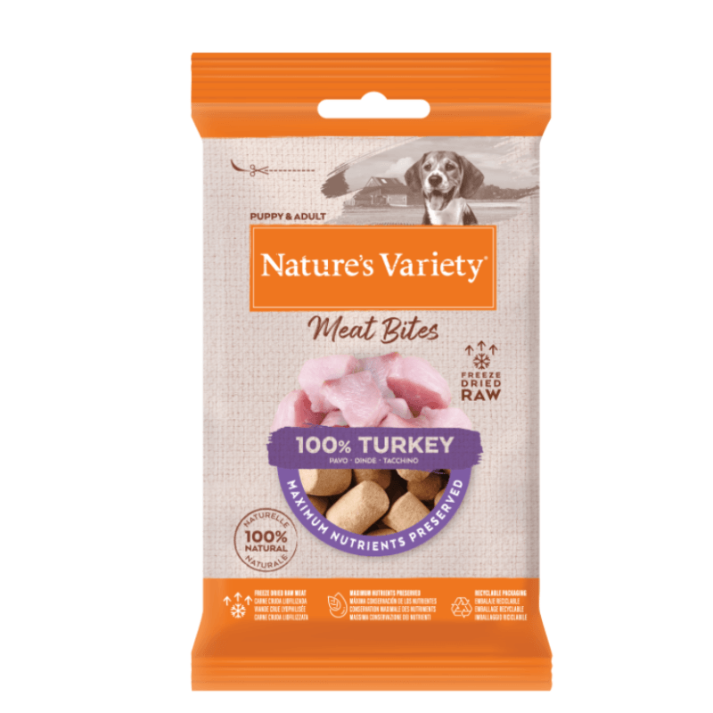 NV chien Freeze Dried Snack Meat Bites Dinde 20g