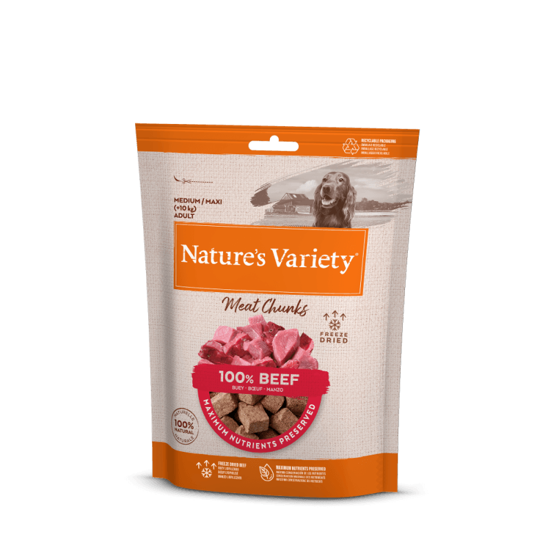NV chien Freeze Dried Snack Chunks Boeuf 50g