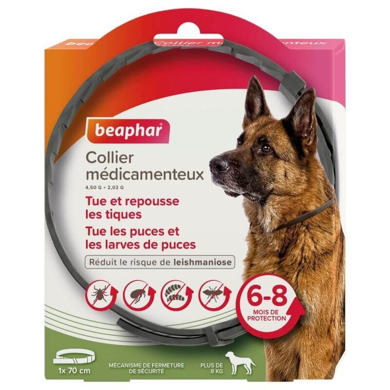 Beaphar collier médicamenteux 4.50 G + 2.03 G pour chiens de plus de 8 kg