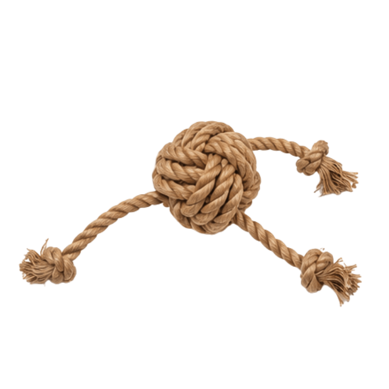 jouet corde boule centrale 3 cordelettes mod 44