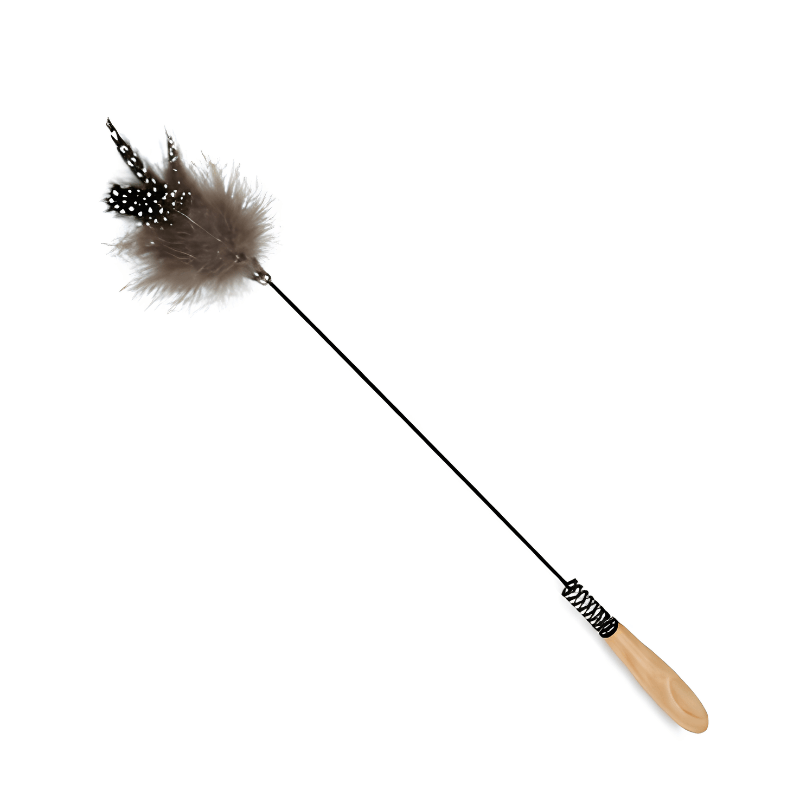 jouet chat plumes grises