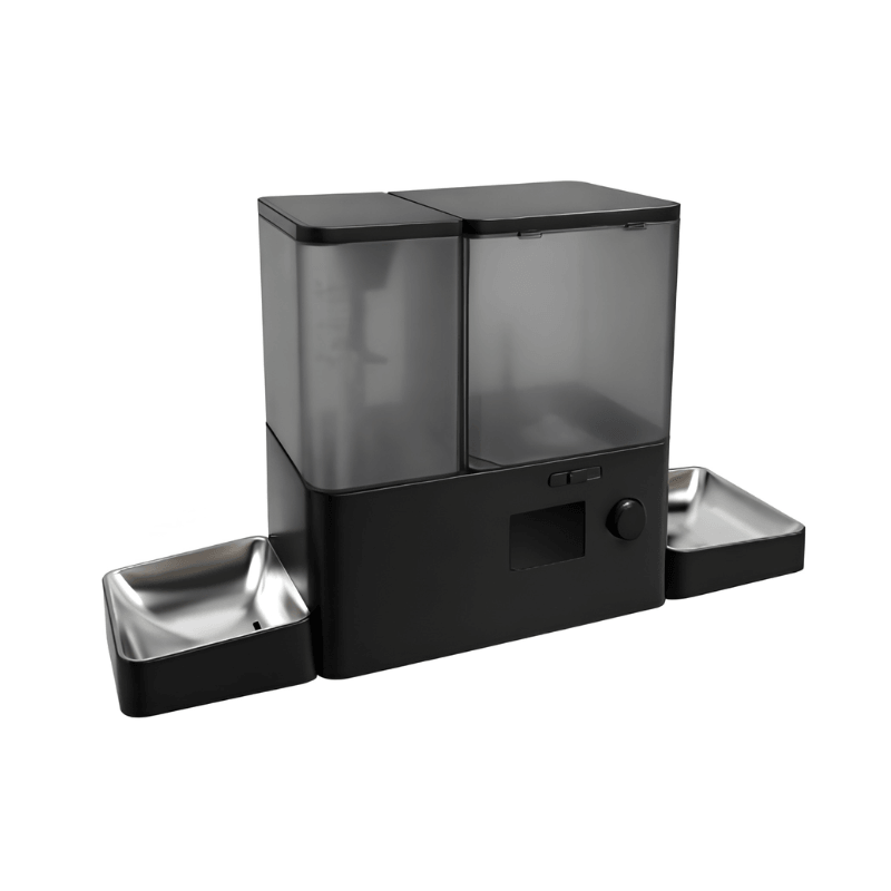 DISTRIBUTEUR CROQUETTE ET EAUX CONNECTE NOIR - GAMELLES INOX