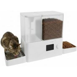 DISTRIBUTEUR CROQUETTE ET EAUX CONNECTE BLANC - GAMELLES INOX