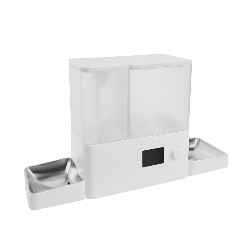 DISTRIBUTEUR CROQUETTE ET EAUX CONNECTE BLANC - GAMELLES INOX
