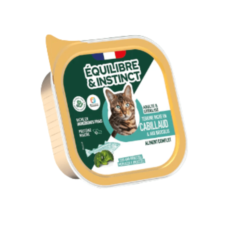 E&I BARQUETTE 85G CHAT STERILISE CABILLAUD BROCOLIS
