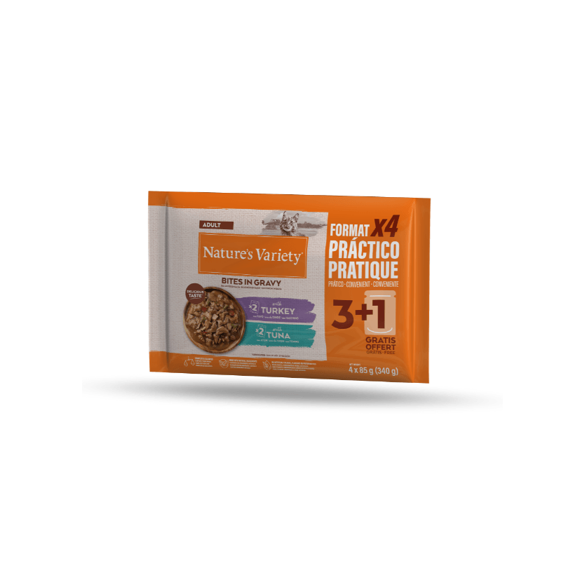 NV Chat pochon bouchées en sauce Dinde et Thon 4x85 g NV Chat pochon bouchées en sauce Dinde et Thon 4x85 g