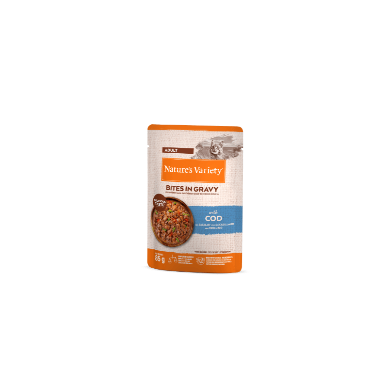 NV chat Pochon bouchées en sauce Cabillaud 85g