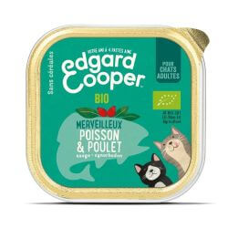 Barquette chat Poisson et Poulet bio 85g Edgar Cooper