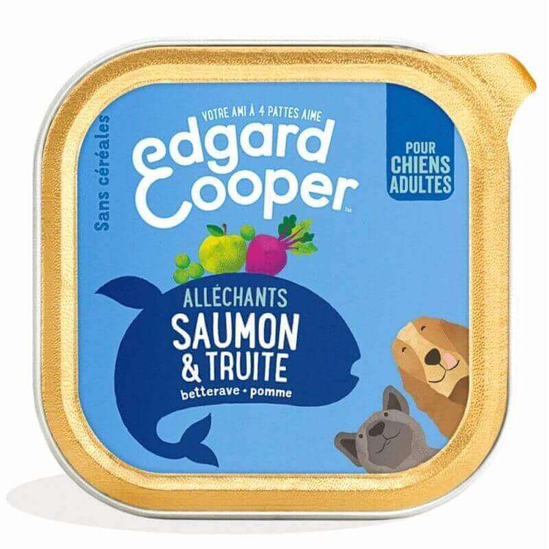 Barquette chien Saumon et Truite 150g Edgar Cooper Barquette chien Saumon et Truite 150g Edgar Cooper