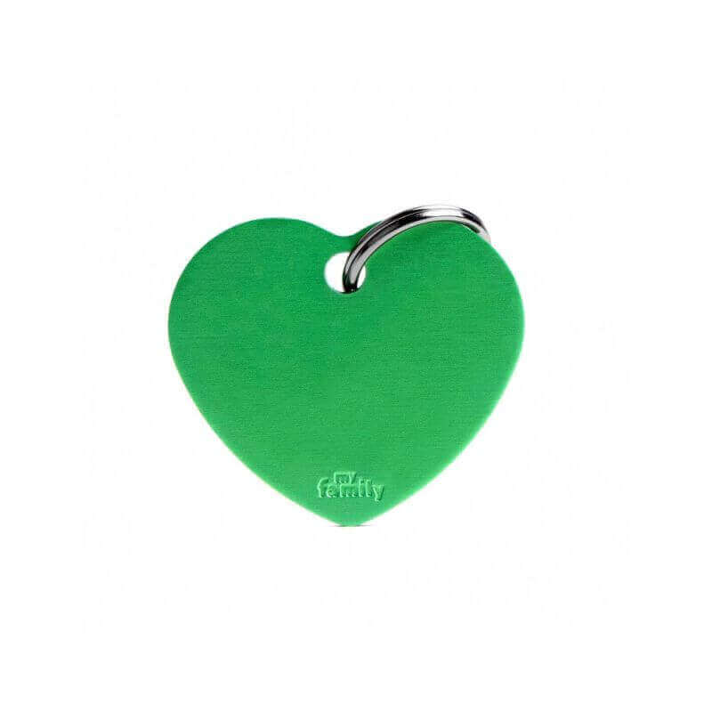 Médaille Basic grand cercle cœur alu vert