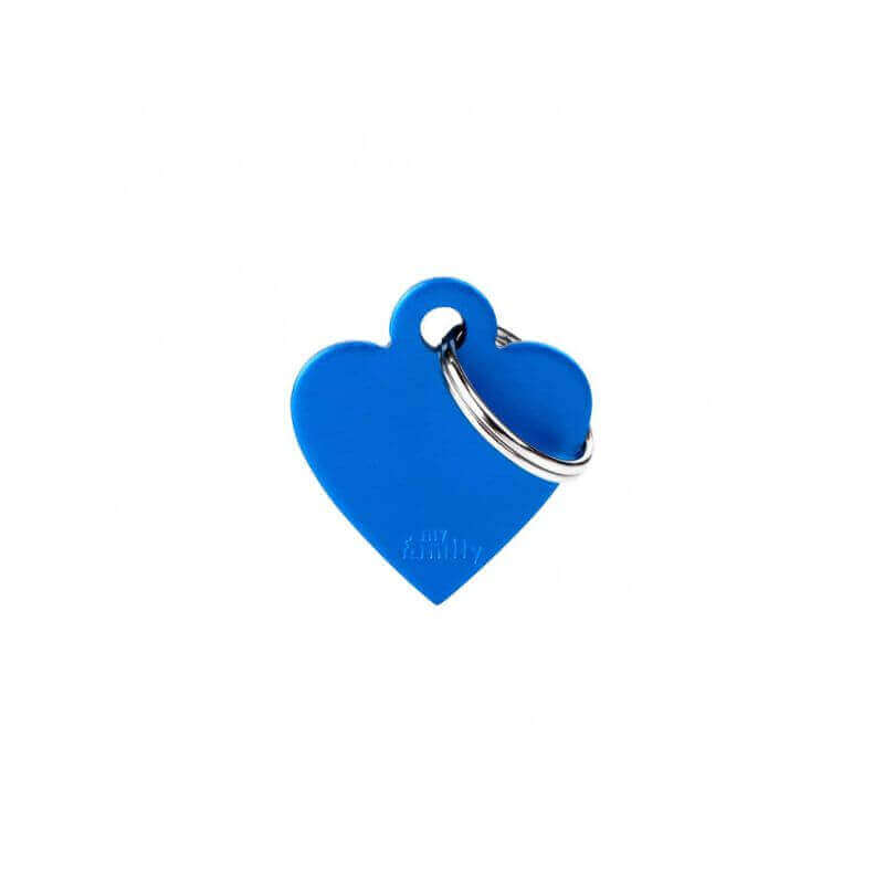 Médaille Basic petit cœur alu bleu
