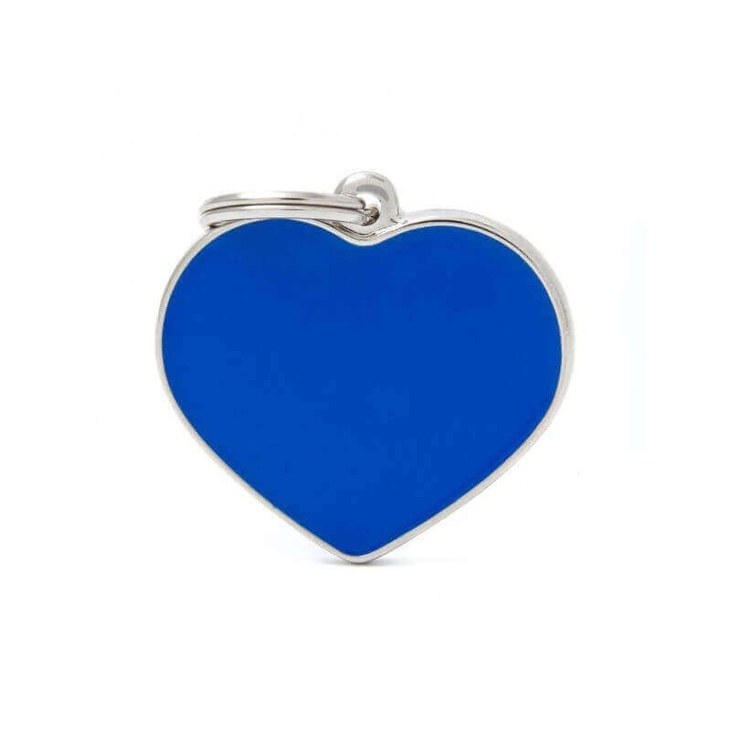 Médaille Basic Handmade grand coeur bleu