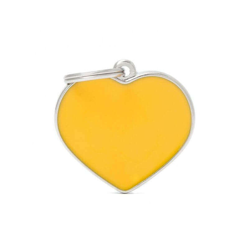 Médaille Basic Handmade grand coeur jaune