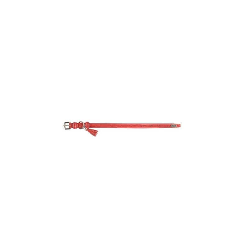 Collier pour chiens en cuir de veau avec gland - rouge - 15x370mm Collier pour chiens en cuir de veau avec gland - rouge - 15x370mm