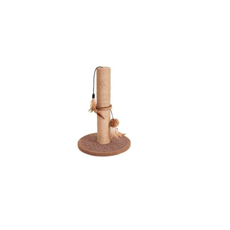 Arbre à chats en tapis avec base ronde et 2 jouets, diamètre 30 x hauteur 43 cm Arbre à chats en tapis avec base ronde et 2 jouets, diamètre 30 x hauteur 43 cm