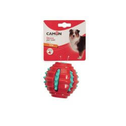 Jouet pour chien, balle TPR avec insert à pointes et couineur, 2 couleurs, diamètre environ 9 cm