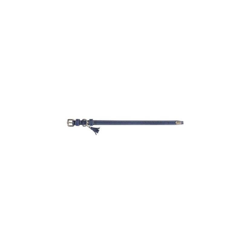 Collier pour chiens en cuir de veau avec gland - bleu - 15x370mm Collier pour chiens en cuir de veau avec gland - bleu - 15x370mm