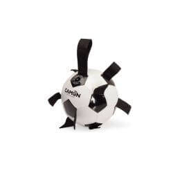 Ballon de foot pour chiens en cuir PU, taille 5, avec poignées en polyester, noir/blanc