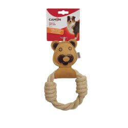 Jouet pour chien en cuir avec corde en coton, rembourrage en fibre de coco, Sujet "A"