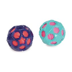Jouet pour chien, balle TPR avec insert lisse et couineur, 2 couleurs, diamètre environ 8cm.