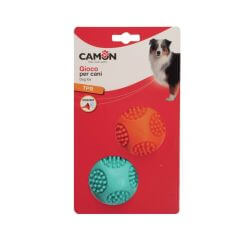 Jouet pour chiens, balle TPR avec pointes et couineur, lot de 2, diamètre environ 62mm