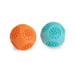Jouet pour chiens, balle TPR avec pointes et couineur, lot de 2, diamètre environ 62mm