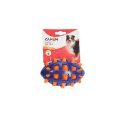 Jouet pour chiens - Ballon de rugby en TPR avec insert à pointes et couineur, 2 couleurs, environ 13cm
