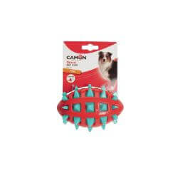 Jouet pour chiens - Ballon de rugby en TPR avec insert à pointes et couineur, 2 couleurs, environ 13cm