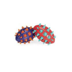 Jouet pour chiens - Ballon de rugby en TPR avec insert à pointes et couineur, 2 couleurs, environ 13cm