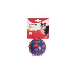 Jouet pour chien, balle TPR avec insert à pointes et couineur, 2 couleurs, diamètre environ 10 cm