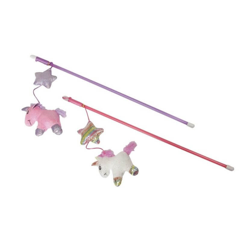 Jouet pour chats - Canne à pêche de 45cm - Licorne (2 couleurs)