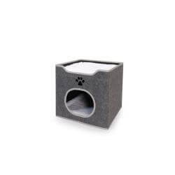 Panier pour chats en feutre (polyester) - Cube avec coussins amovibles - Dimensions 40x40x36cm