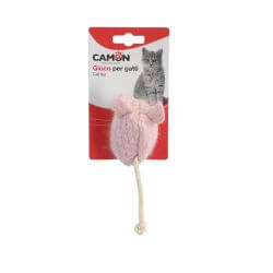Jouet pour chats - Souris en polyester avec corde, rose+bleu+jaune, environ 20cm